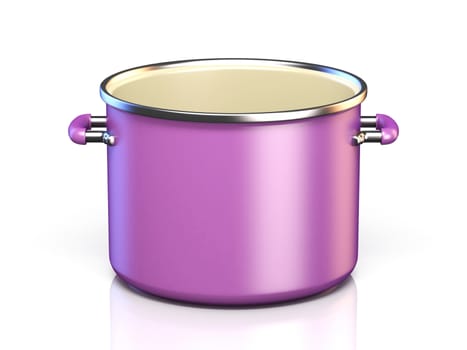 Purple cooking pot 3D render illustration isolated on white background