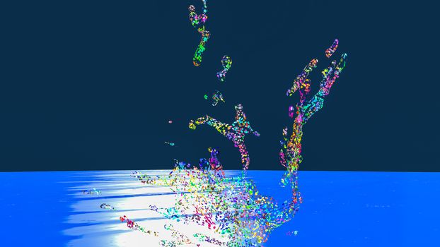 3D rendering of  abstract multi-colored splash