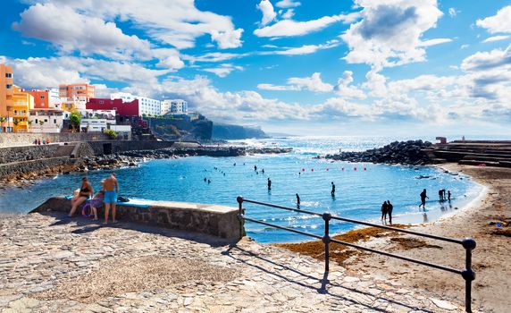 Scenery beach coast village in Canary islands.Spain travel and adventures break the world get around.