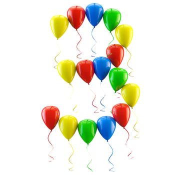 3D rendering.Funny balloons letter for  birthday party and celebrations