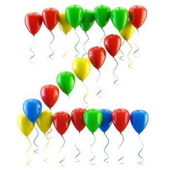 3D rendering.Funny balloons letter for  birthday party and celebrations