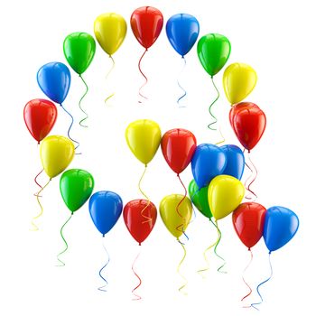 3D rendering.Funny balloons letter for  birthday party and celebrations