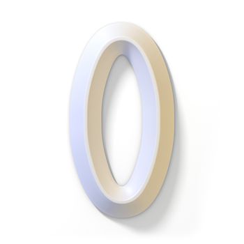 White dimensional font number 0 ZERO 3D render illustration isolated on white background
