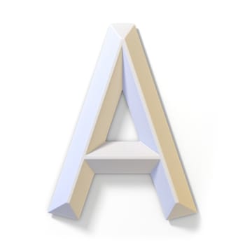 White dimensional font LETTER A 3D render illustration isolated on white background