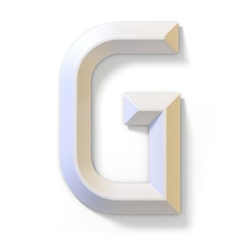 White dimensional font LETTER G 3D render illustration isolated on white background
