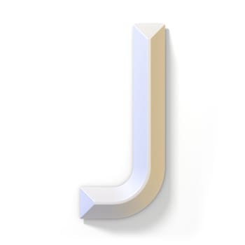 White dimensional font LETTER J 3D render illustration isolated on white background