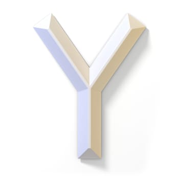 White dimensional font LETTER Y 3D render illustration isolated on white background