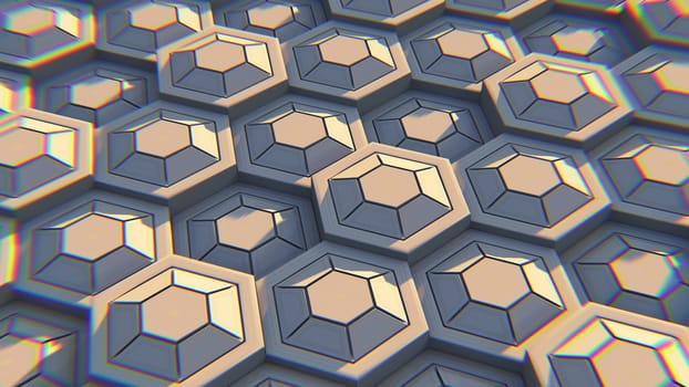 White geometric hexagonal abstract background. 3D illustration