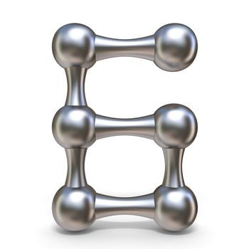 Steel molecular font Number 6 six 3D render illustration isolated on white background