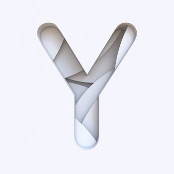 White abstract layers font Letter Y 3D render illustration isolated on white background
