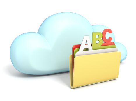 Cloud icon ABC folder 3D rendering isolated on white background