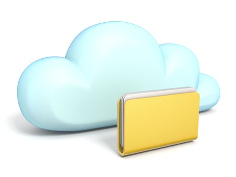 Cloud icon with closed folder 3D rendering isolated on white background