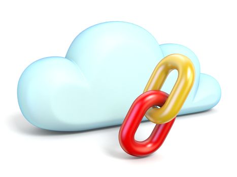 Cloud icon with chain links 3D rendering isolated on white background