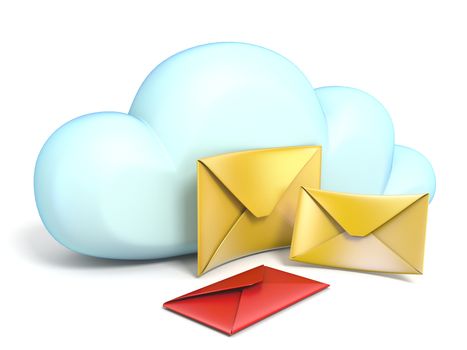 Cloud icon with mails envelopes 3D rendering isolated on white background