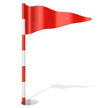 Red golf flag in hole cartoon 3D rendering illustration isolated on white background