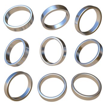 Metal dimensional circle 3D rendering illustration isolated on white background
