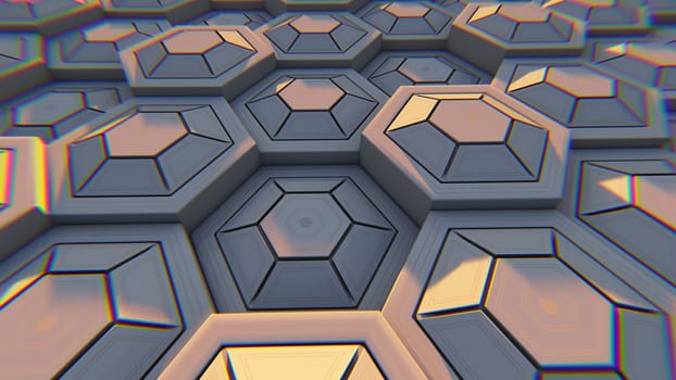 White geometric hexagonal abstract background. 3D illustration