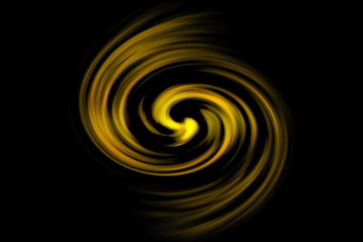 Glowing spiral tunnel with golden fog on black backdrop
