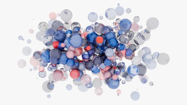 Abstract background with 3d spheres. Glass and plastic. 3D illustration. Modern trendy design