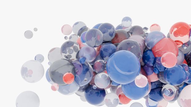 Abstract background with 3d spheres. Glass and plastic. 3D illustration. Modern trendy design