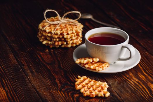 Breakfast with Hommade Waffles and Cup Tea.