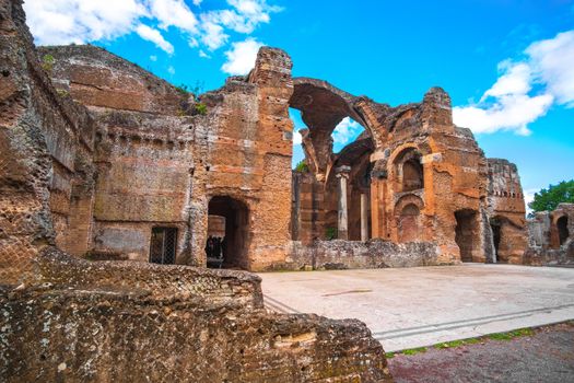 Hadrian s Villa in  Tivoli - near Rome - archaeological landmark in Italy .