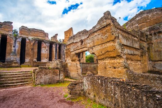 Tivoli - Villa Adriana in Rome - archaeological landmark in Italy .