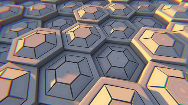 White geometric hexagonal abstract background. 3D illustration