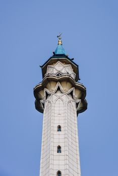 Minaret of Qol Sharif Mosque in Kazan Kremlin, Russia.