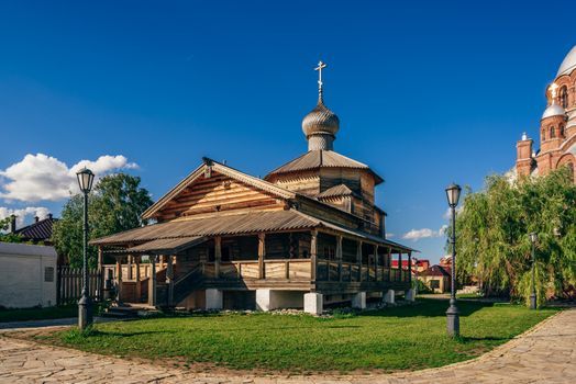 Wooden Holy Trinity Church of John the Baptist Monastery in City-Island Sviyazhsk, Russia.