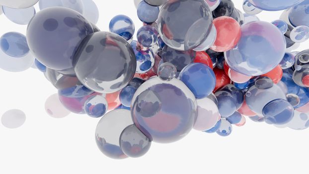 Abstract background with 3d spheres. Glass and plastic. 3D illustration. Modern trendy design