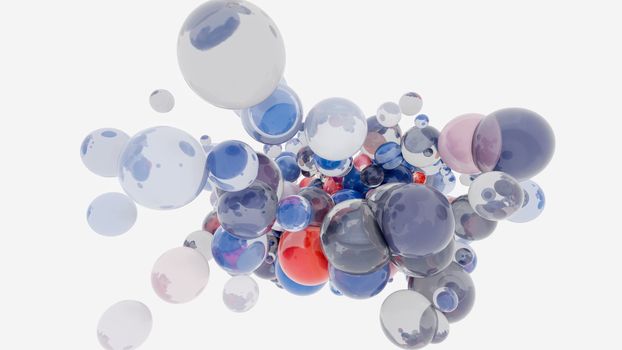 Abstract background with 3d spheres. Glass and plastic. 3D illustration. Modern trendy design