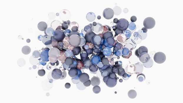 Abstract background with 3d spheres. Glass and plastic. 3D illustration. Modern trendy design