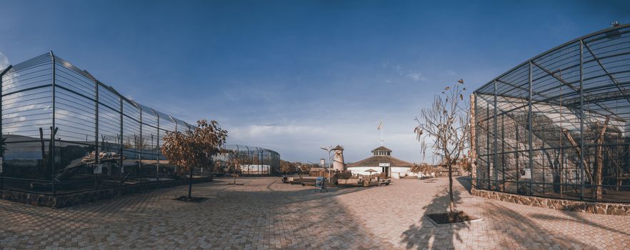 Odessa, Ukraine - 10.20.2018. Panoramic view of biopark and zoo near Odessa, Ukraine in a sunny autumn day