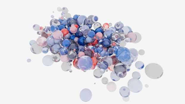 Abstract background with 3d spheres. Glass and plastic. 3D illustration. Modern trendy design