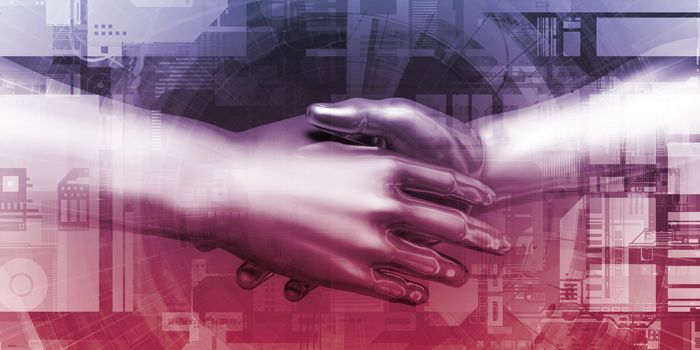 Virtual Hand Shake and Digital Agreement Tech Concept