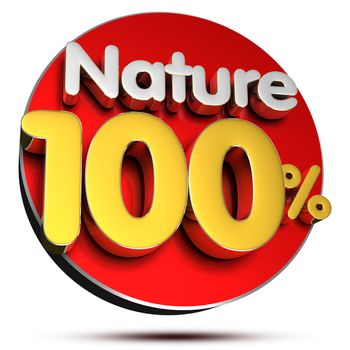 100 percent nature 3D rendering on white background.(with Clipping Path).