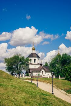 Church of St Constantine and Helena on Rural Island Sviyazhsk in Russia. Vertical Orientation.