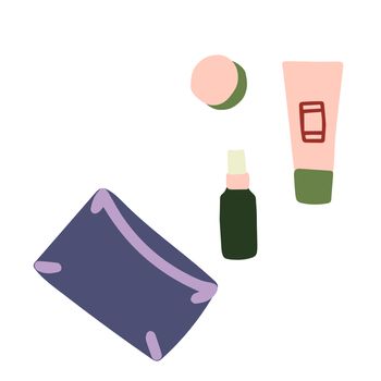 illustration top view luggage. Small wash bag, Advertising, poster, banner and web design.