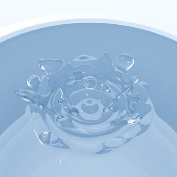 Transparent wave liquid ripples by fluid simulation, 3d rendering, 3d rendering. Computer digital image.