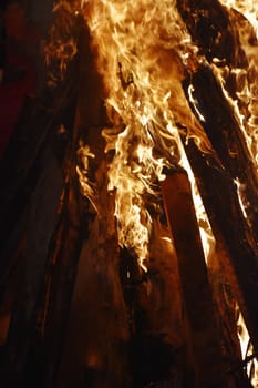 Closeup of Fire at time of festival