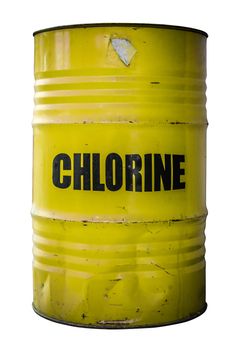 An Isolated Yellow Barrel Of The Dangerous Chemical Chlorine