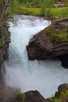 Beautigul powerful Glacial river in summer,  Norway