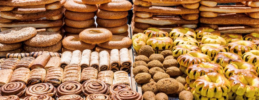 bread and sweet on the bread Counter Mahane Yehuda Market Jerusalem