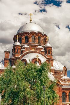 Church of the Theotokos Joy of All Who Sorrow at the Ioanno-Predtechensky Monastery in City-Island Sviyazhsk, Russia.