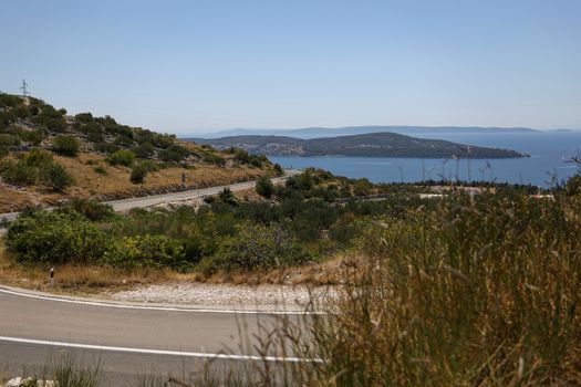 Bending automobile road in the hills of Croatia