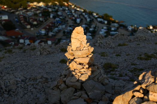 People build such piles when marrying to make their families stronger. Sunset view