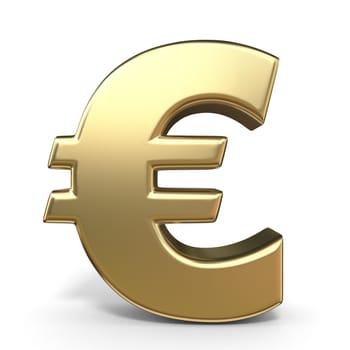 Golden currency symbol EURO 3D render illustration isolated on white