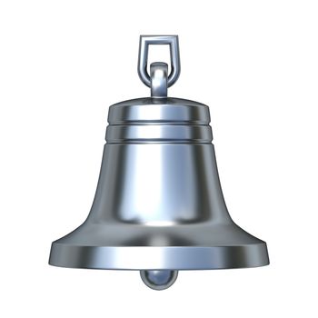 Silver bell 3D render illustration isolated on white background