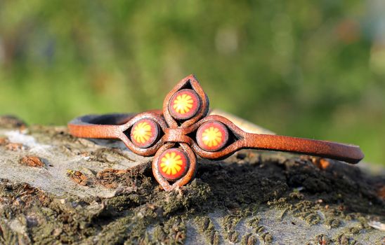 A leather bracelet eco style hand made